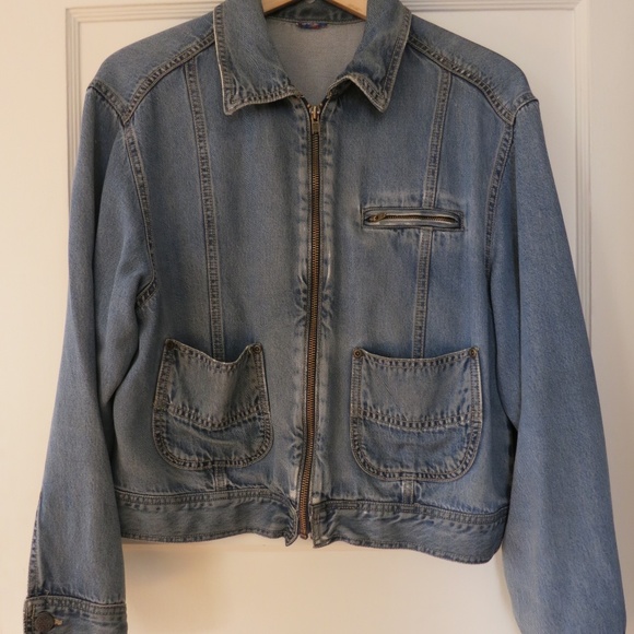 Vintage 1990s Blue Denim Jean Jacket Size M pockets zipper - Picture 5 of 13